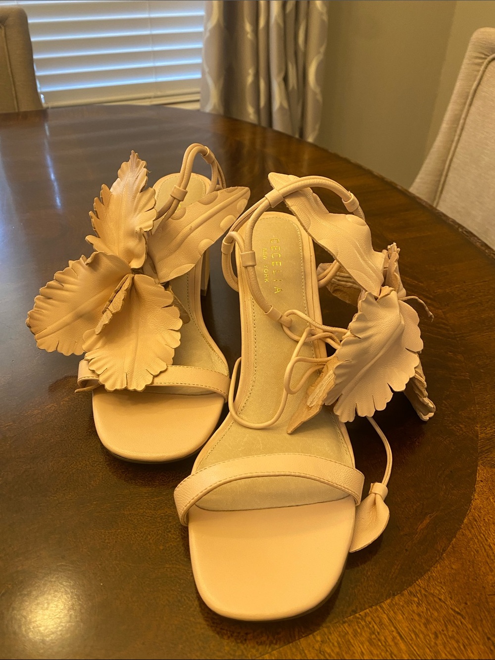 CECELIA NEW YORK Blush Floral Ankle-Tie Heels